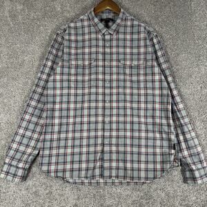 John Varvatos USA Shirt Mens XL Western Ranch Plaid Pearl Snap L/S Work Cotton